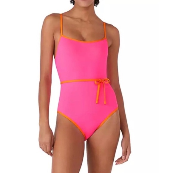 kate spade Other - Kate Spade Colorblock Belted One-piece Pink & Orange L NWT